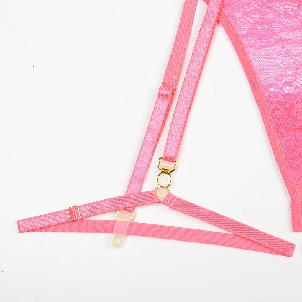 Patchwork Lace Lingerie Set – 3 Piece