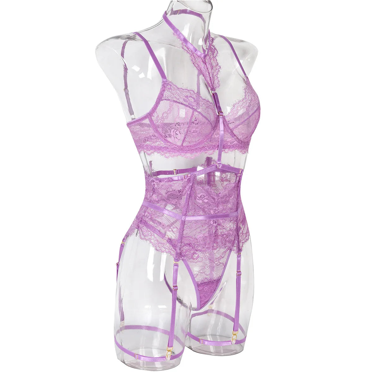 Patchwork Lace Lingerie Set – 3 Piece