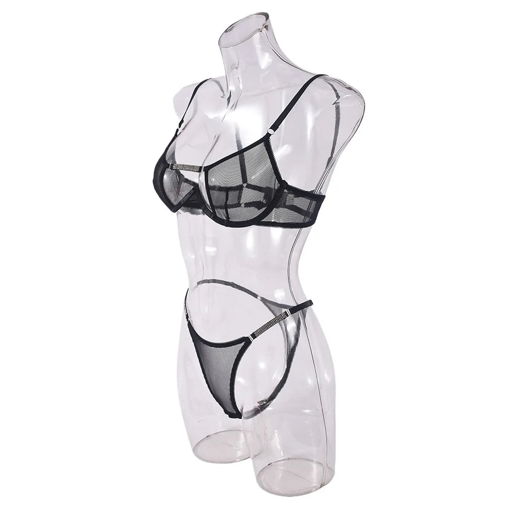 Sheer Lace Wireless Bra & Thong Set