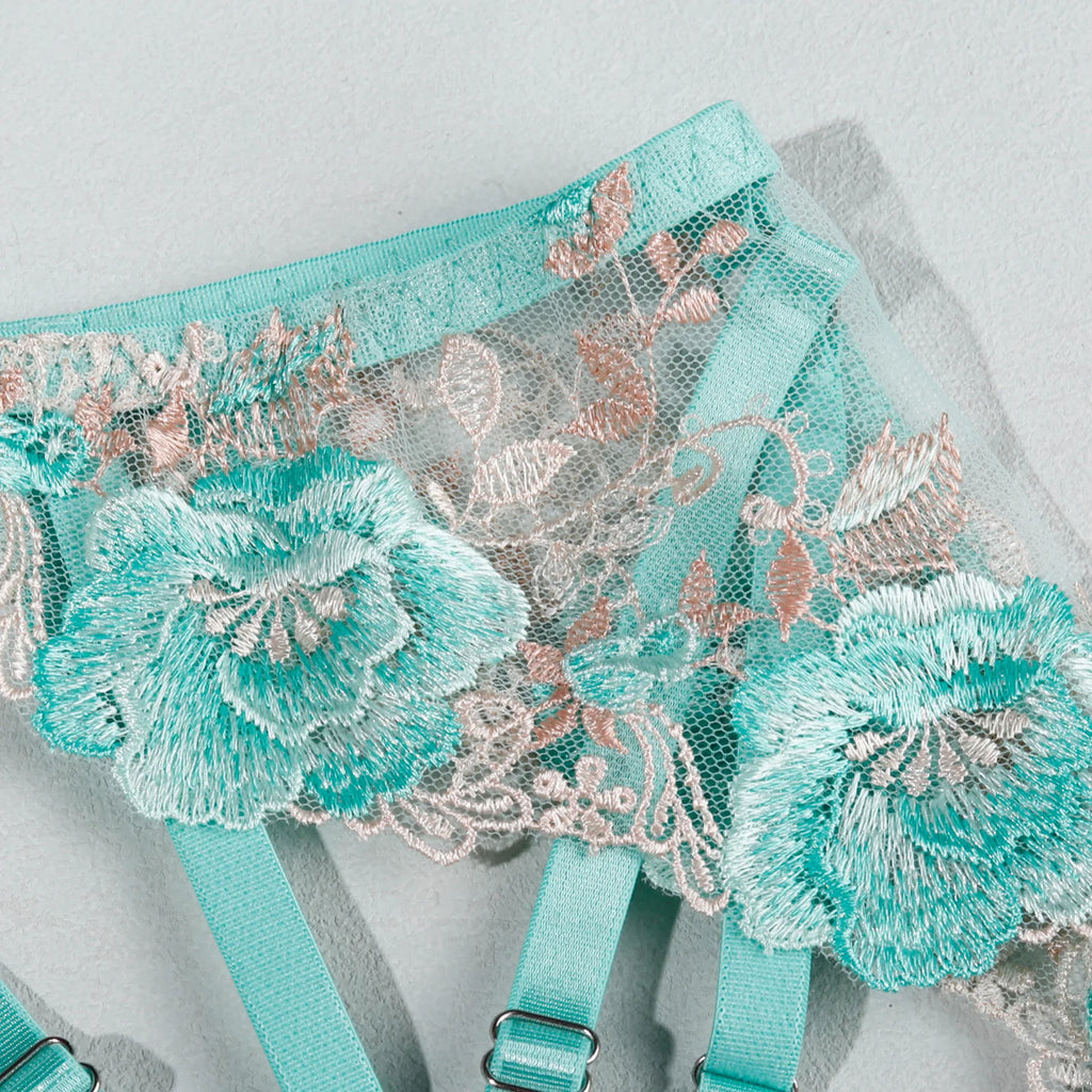 Lace Panel Underwire Bra & Thong Set (2pcs)