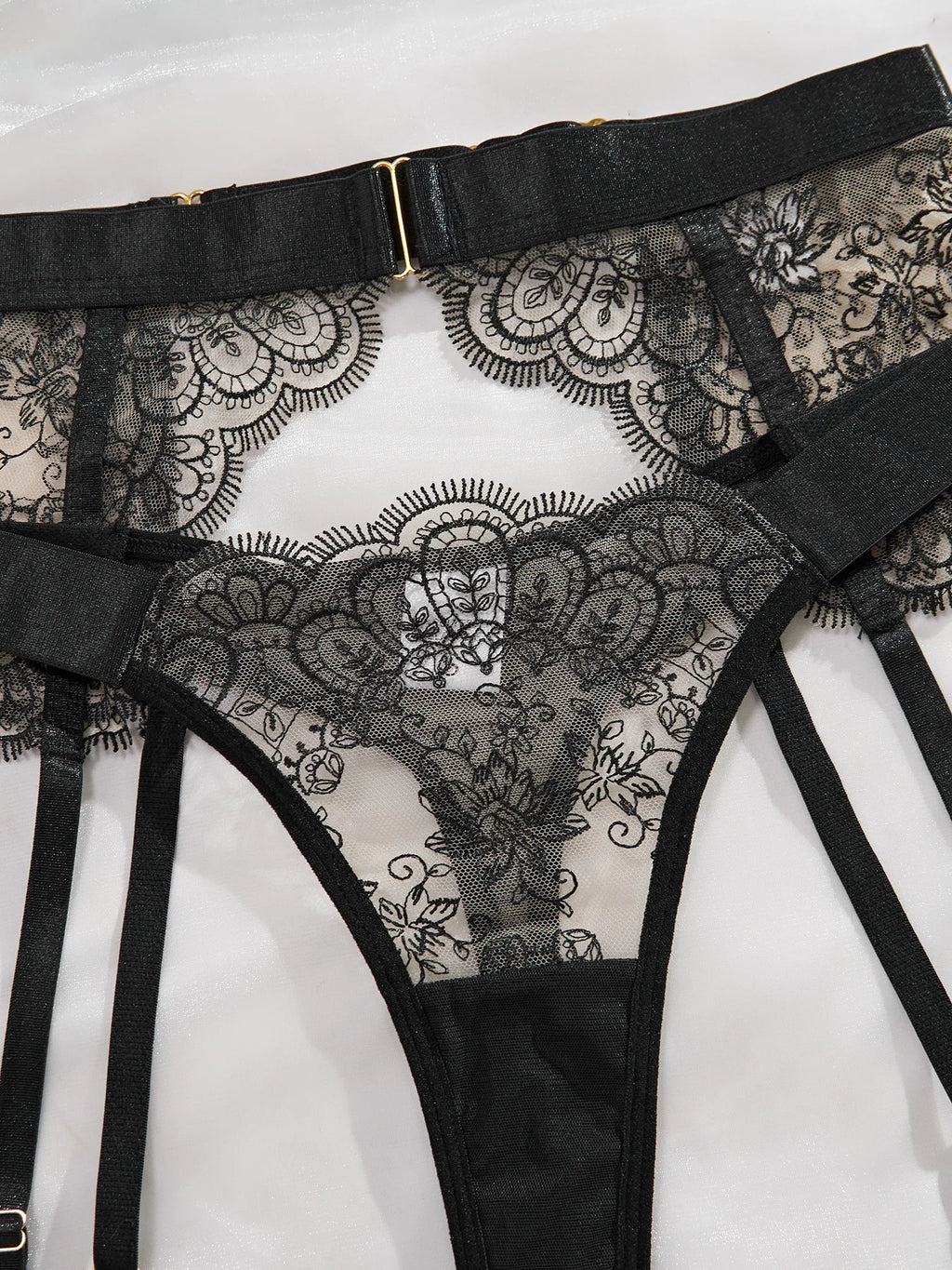 Floral Embroidery Push-Up Bra & Thong Set
