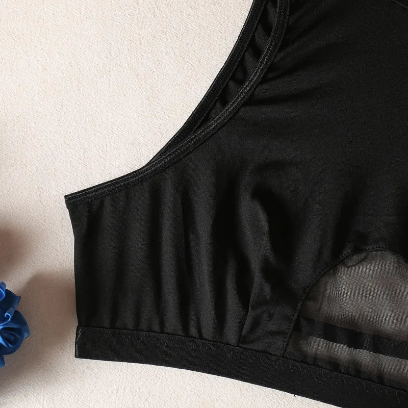 Sheer Mesh Wire-Free Lingerie Set (3pcs)