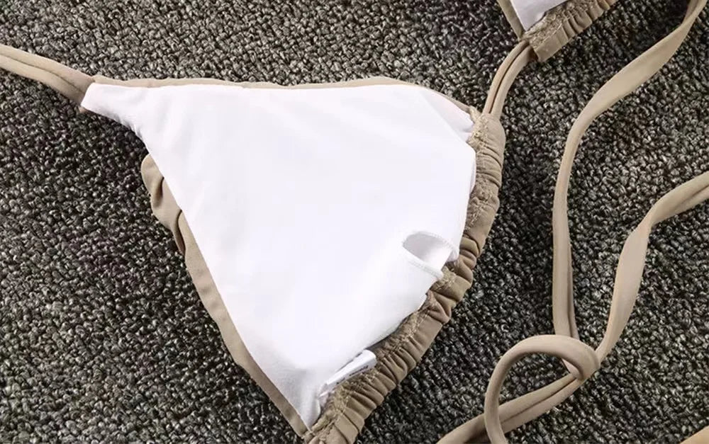 Sexy Micro Bikinis 2025 Women Halter Brazilian Bikini Set Female Pleated Swimsuit New Triangle Swimwear Beach Wear Bathing Suit