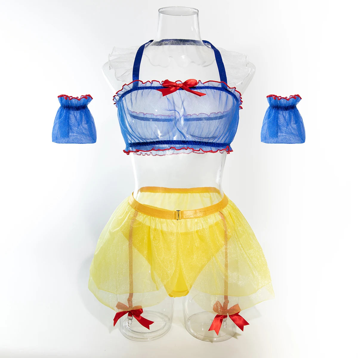 Ellolace Erotic Cosplay Mesh Roleplay Outfit with Garter Belt