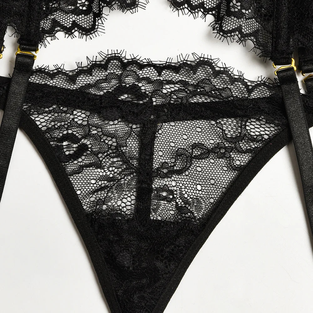 Patchwork Lace Lingerie Set – 3 Piece