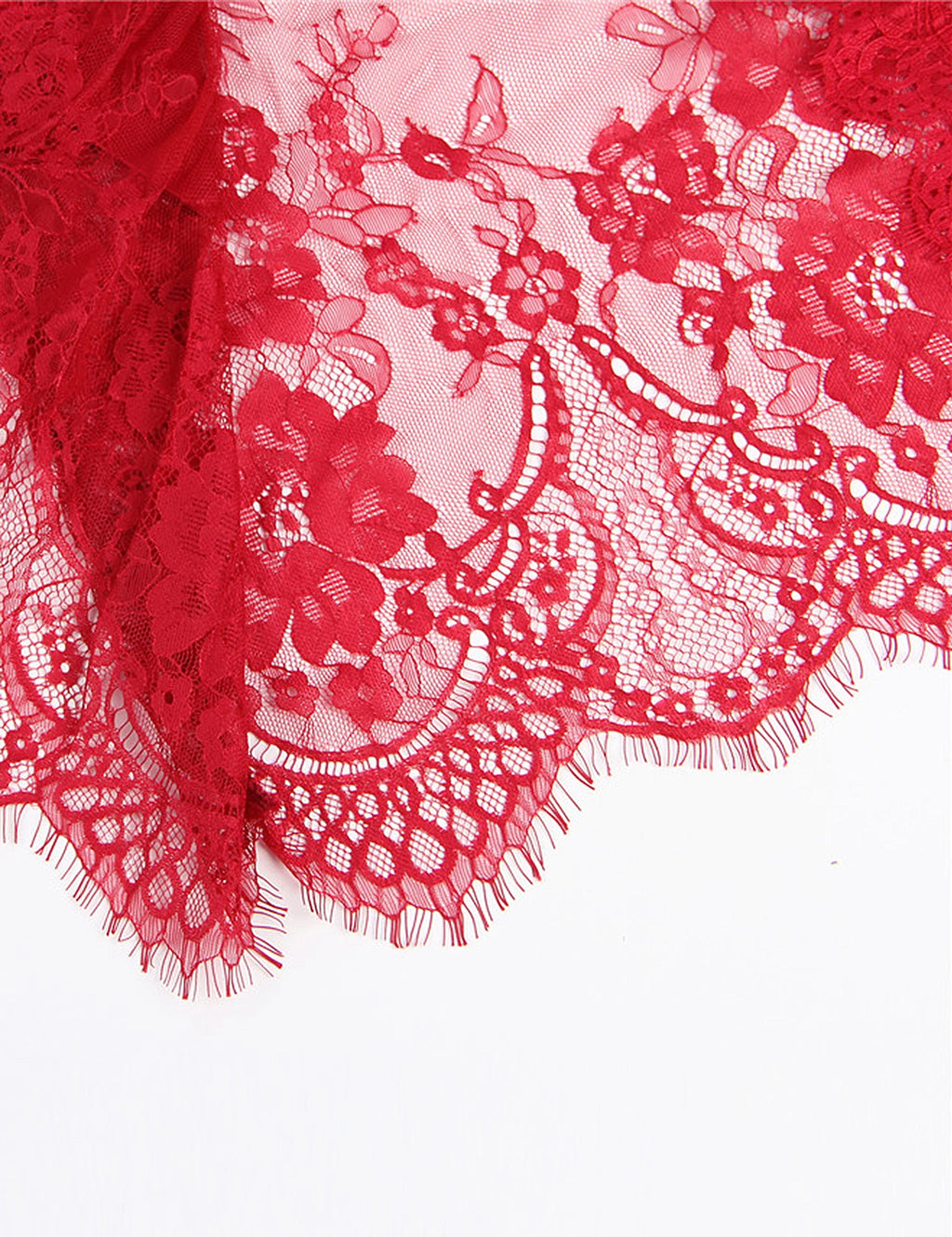 Red Sheer Mesh Robe Set – Plus Size Babydoll Nightgown