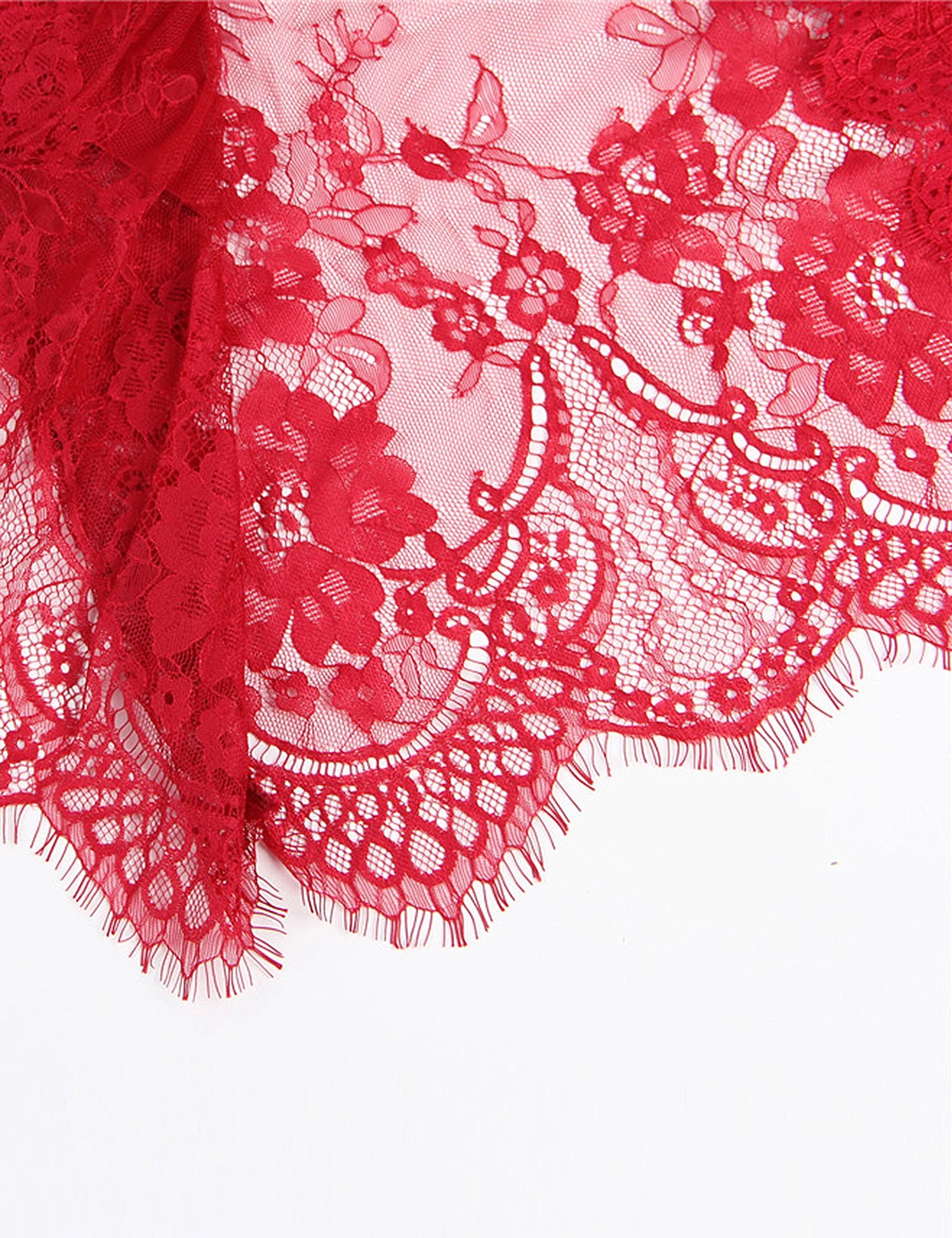 Red Sheer Mesh Robe Set – Plus Size Babydoll Nightgown