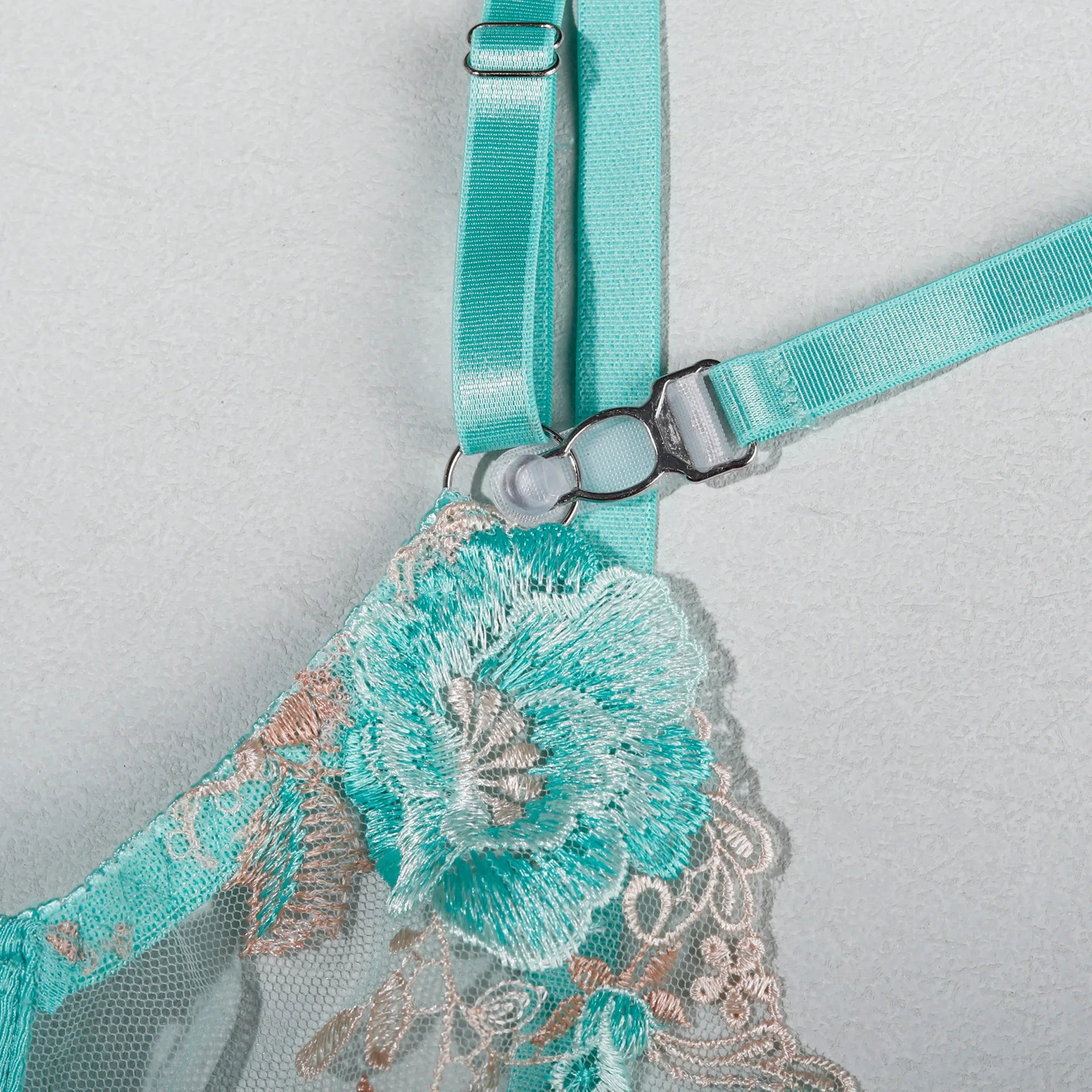 Lace Panel Underwire Bra & Thong Set (2pcs)