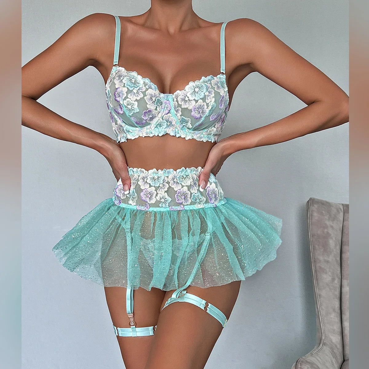 Fairy Lace Transparent Lingerie Set (3pcs)