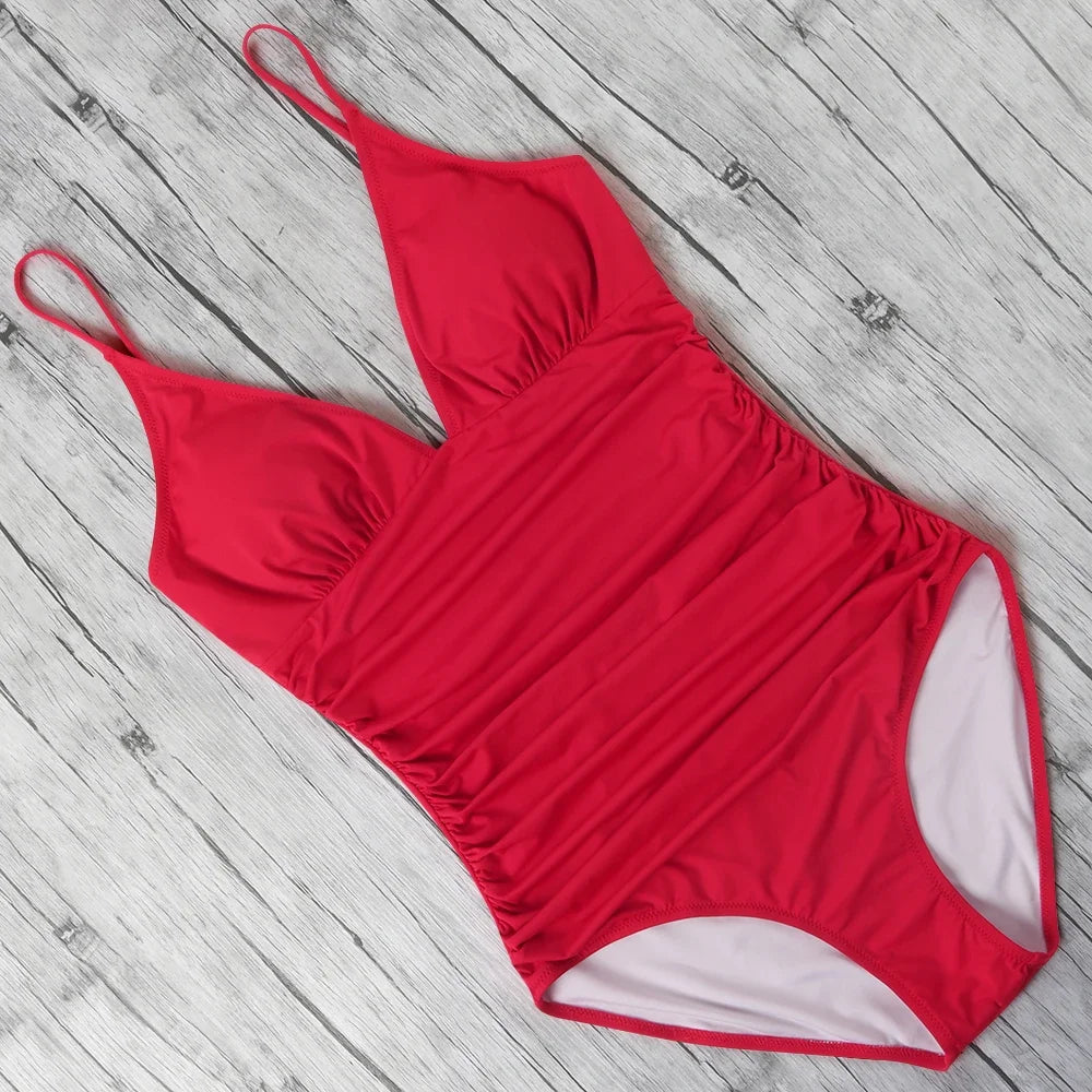 Women’s Halter Push-Up One-Piece Swimsuit – Plus Size Tankini