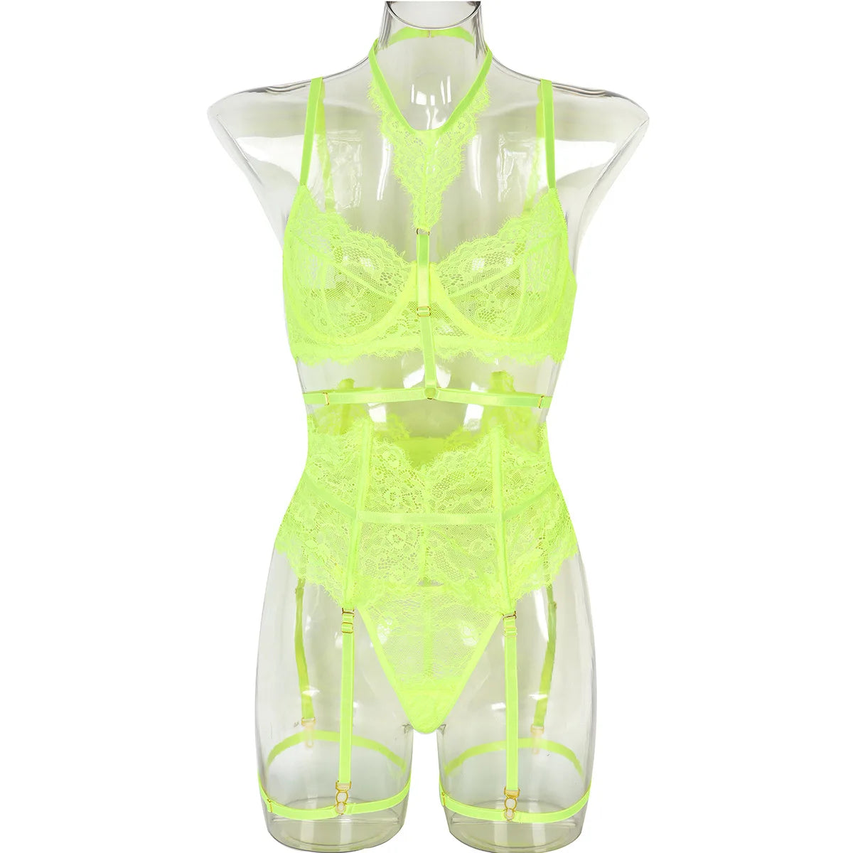 Patchwork Lace Lingerie Set – 3 Piece