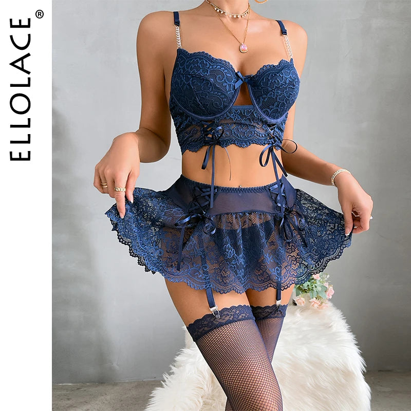 Ellolace Lace Skirt Lingerie Set – Brazilian Hot Ensemble