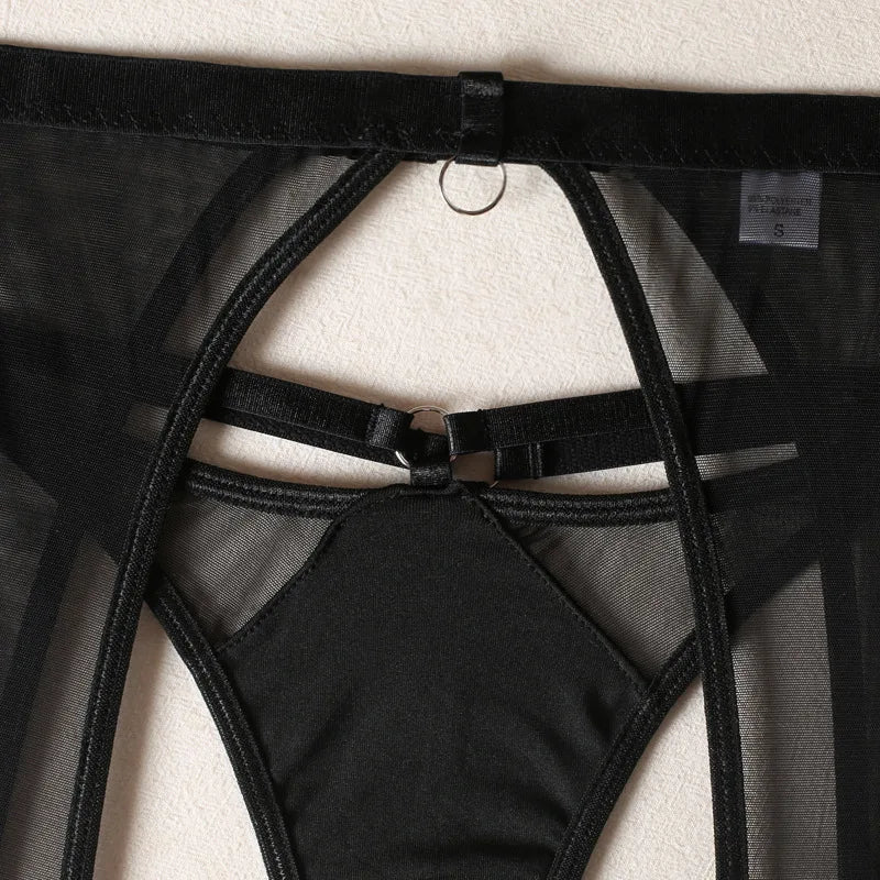 Sheer Mesh Wire-Free Lingerie Set (3pcs)