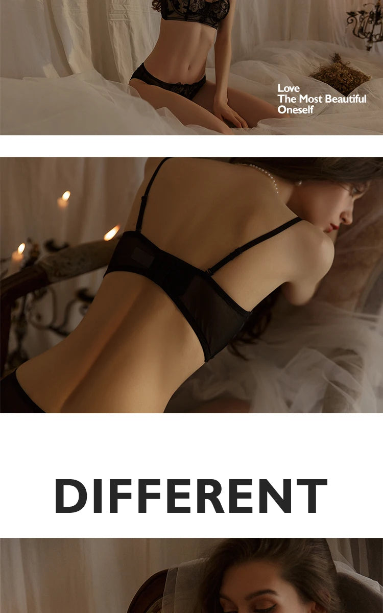 New Lace Lingerie Bra and Panty Set with Front Bow