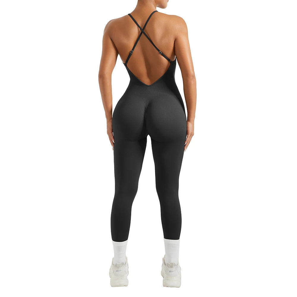 Sleeveless Bodycon Jumpsuit – Women’s Full-Season Fitness & Casual Sporty Playsuit