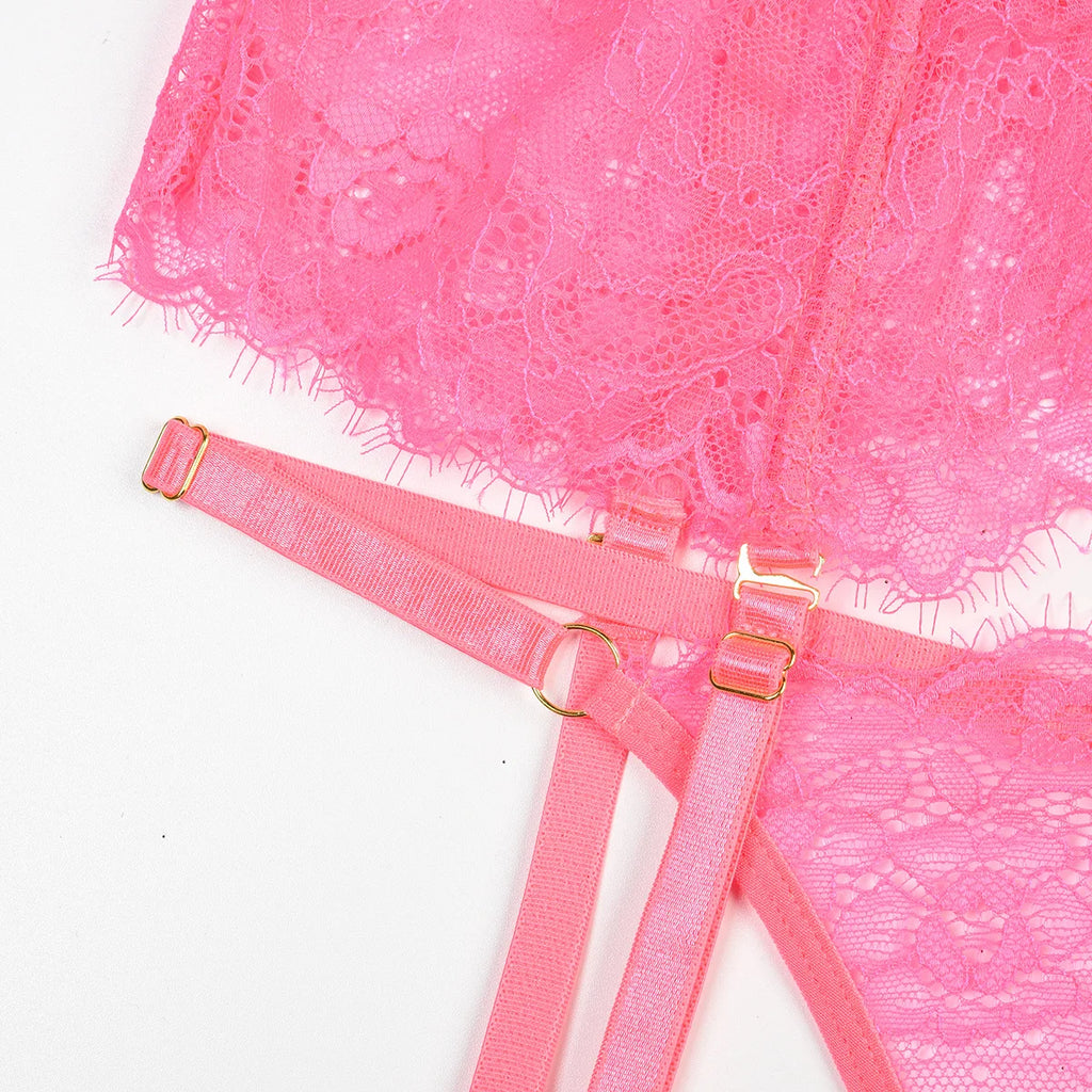 Patchwork Lace Lingerie Set – 3 Piece