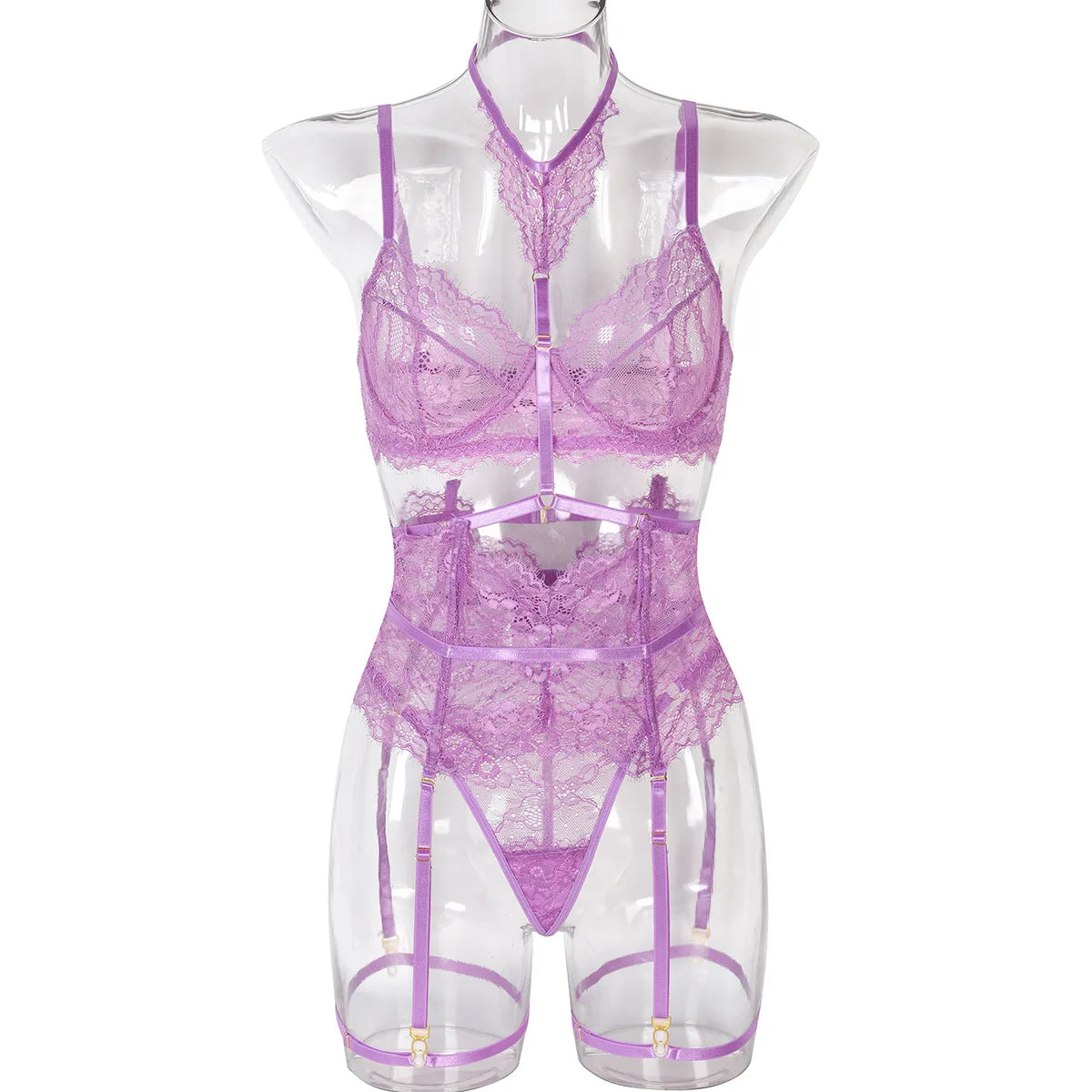 Patchwork Lace Lingerie Set – 3 Piece