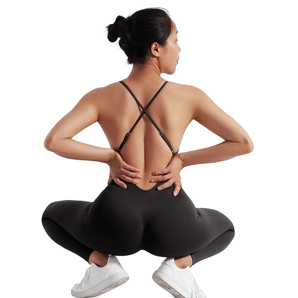 Sleeveless Bodycon Jumpsuit – Women’s Full-Season Fitness & Casual Sporty Playsuit
