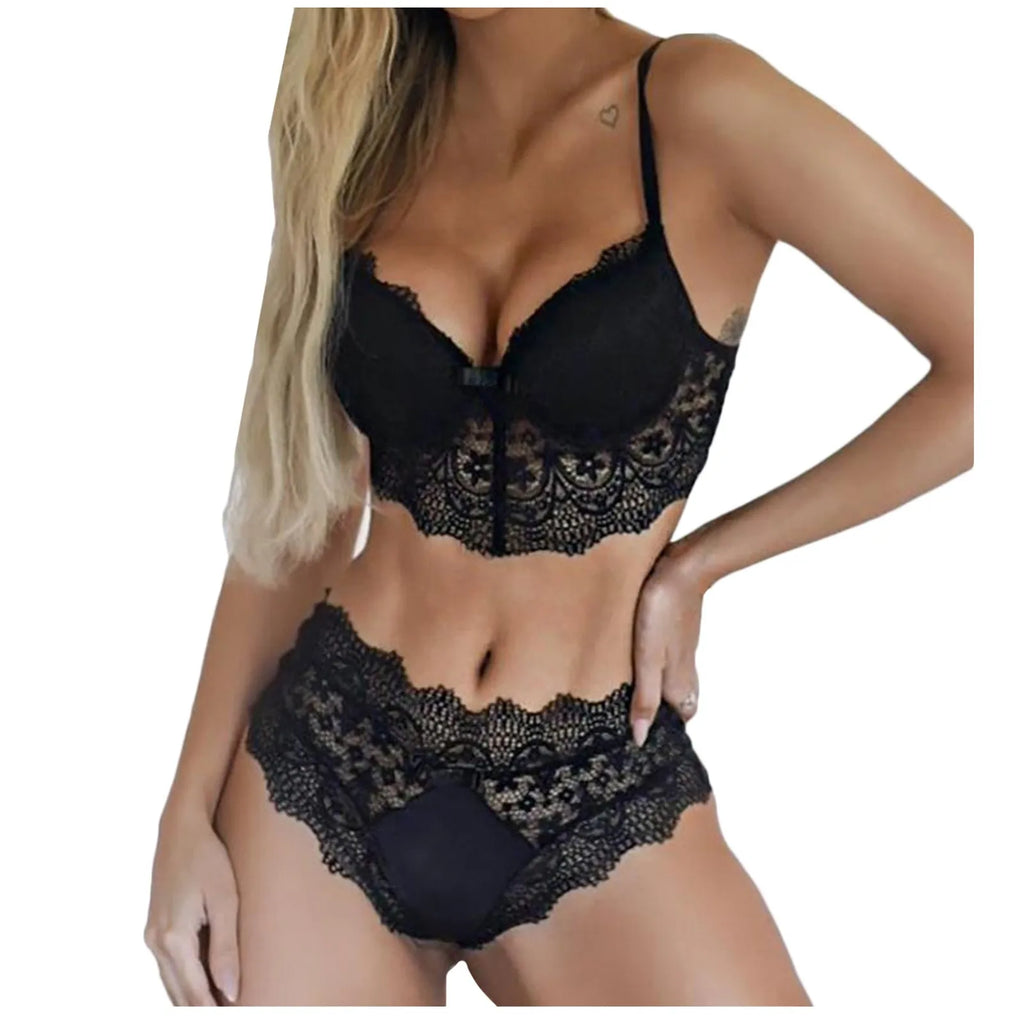 Underwire Lace Bra & Thong Lingerie Set