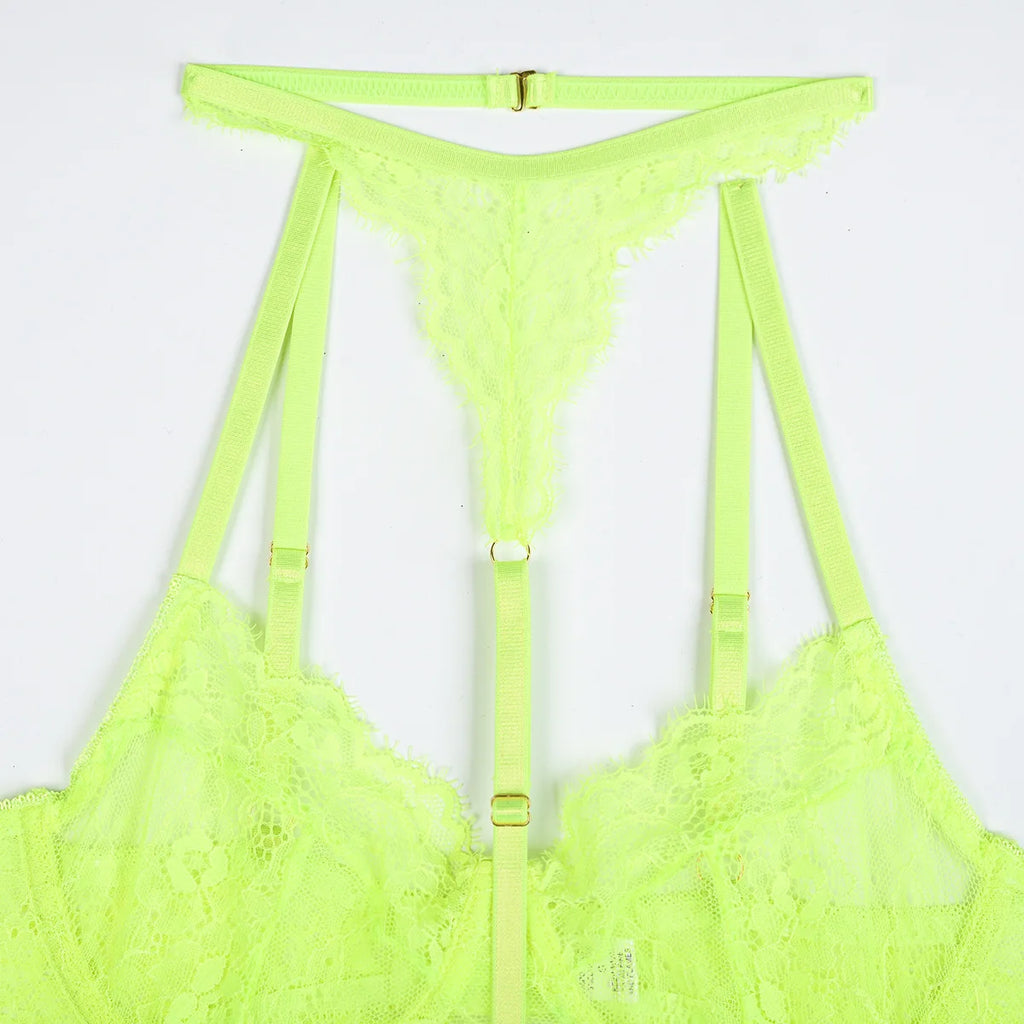 Patchwork Lace Lingerie Set – 3 Piece