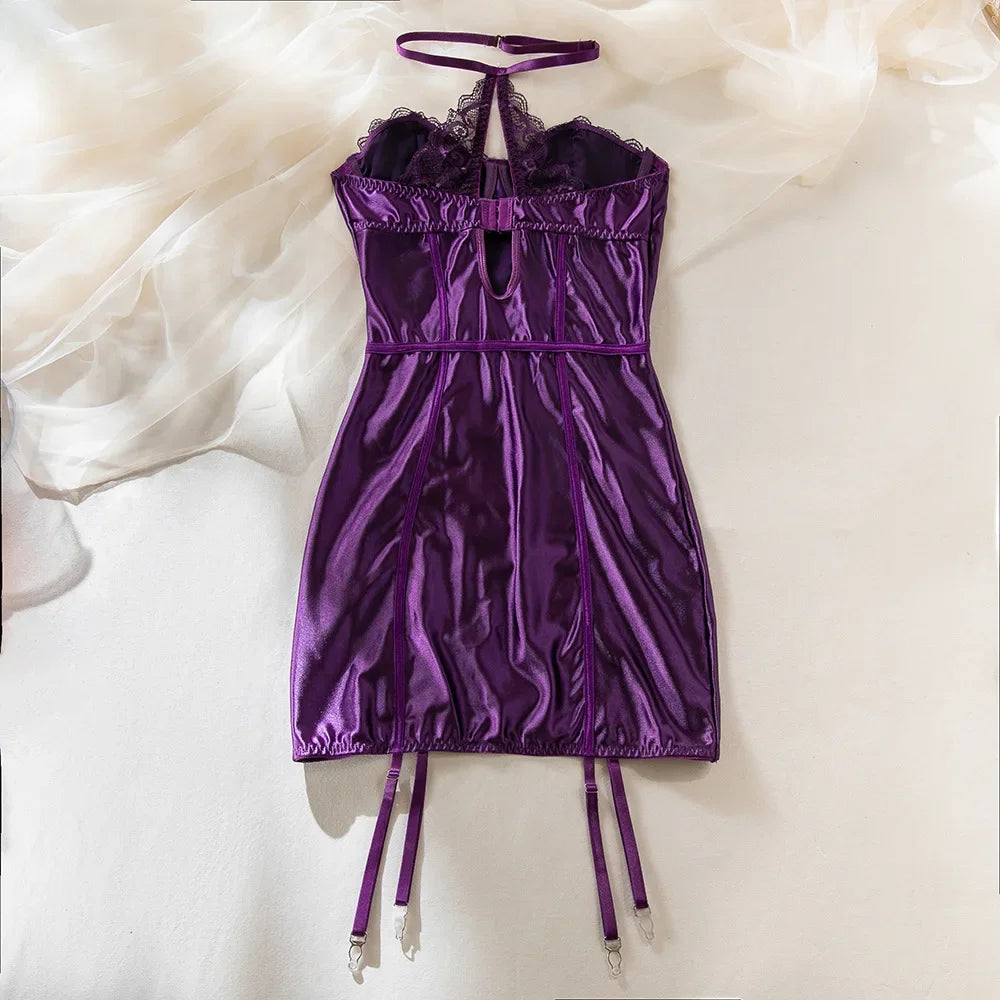 Blue Gradient Push-Up Bra & Garter Set