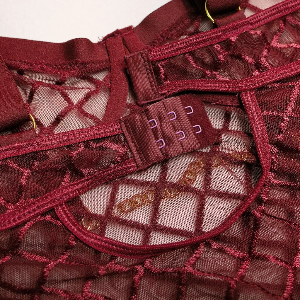 Mesh Bodysuit with Metal Ring Detail