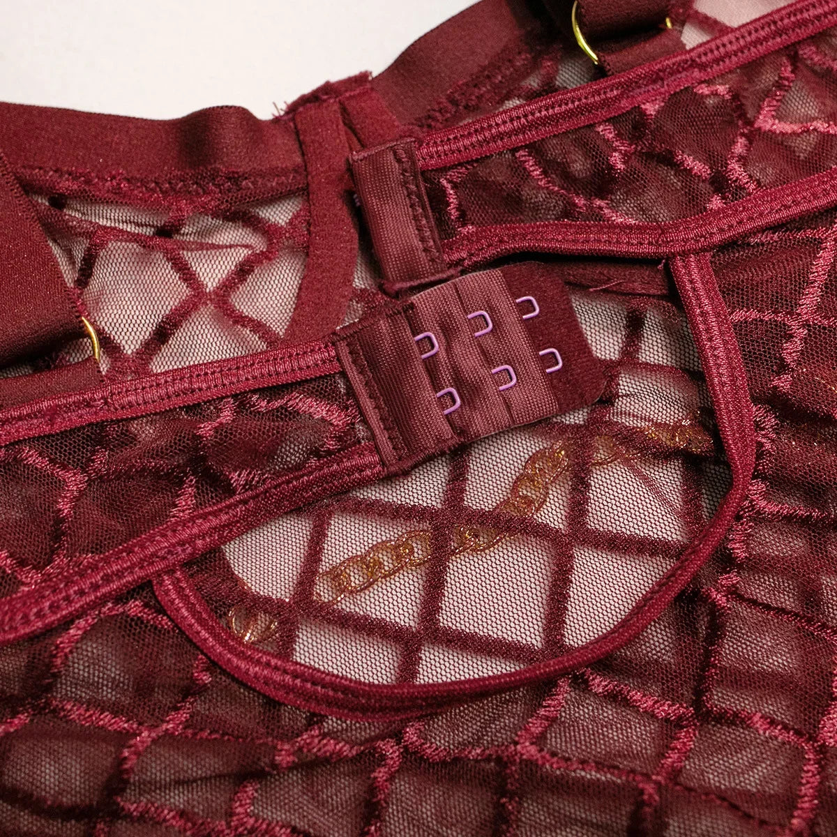 Mesh Bodysuit with Metal Ring Detail