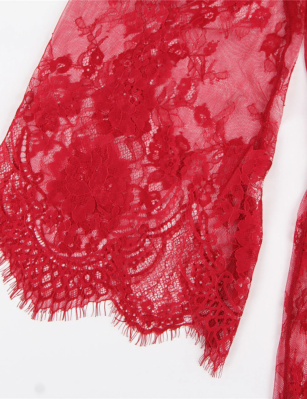 Red Sheer Mesh Robe Set – Plus Size Babydoll Nightgown