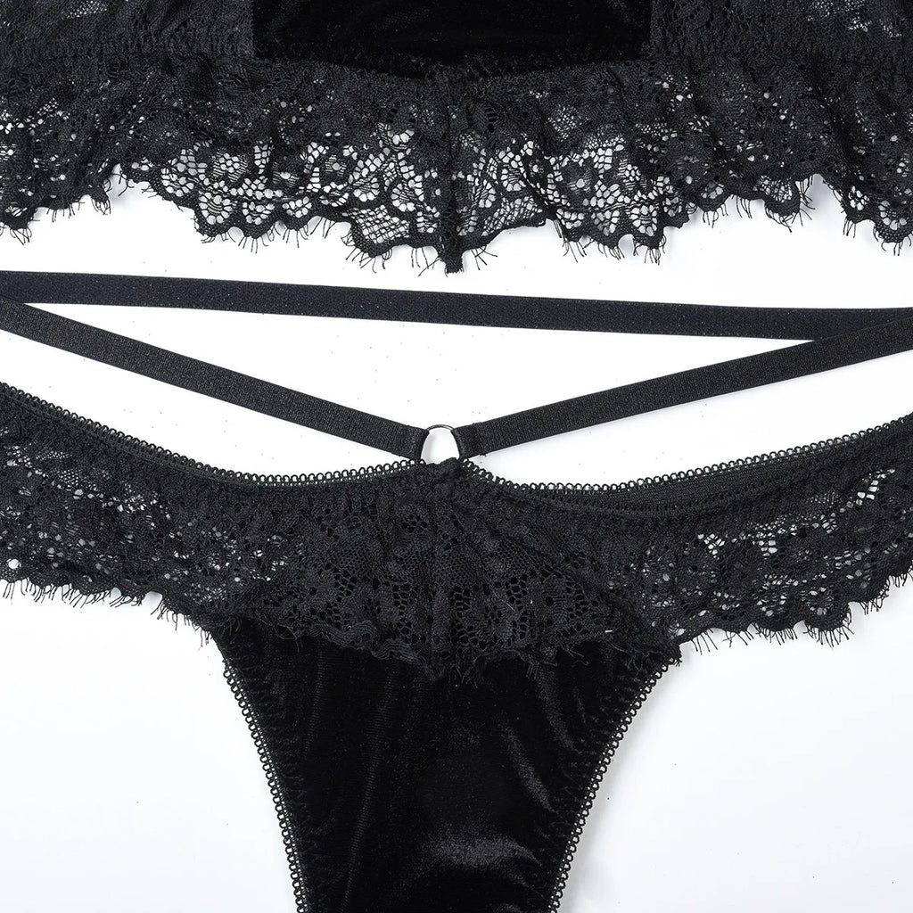 Sheer Lace Bandage Lingerie Set – 2 Piece