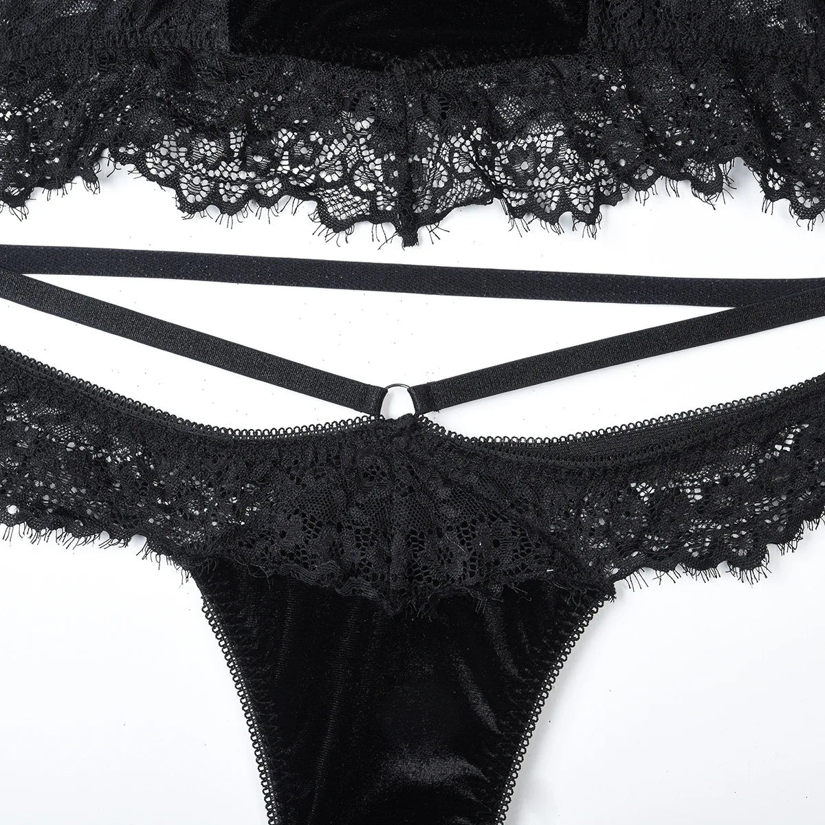 Sheer Lace Bandage Lingerie Set – 2 Piece