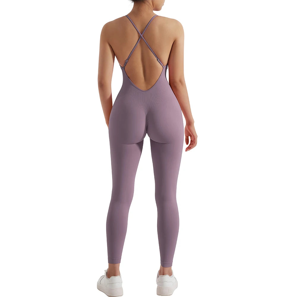 Sleeveless Bodycon Jumpsuit – Women’s Full-Season Fitness & Casual Sporty Playsuit