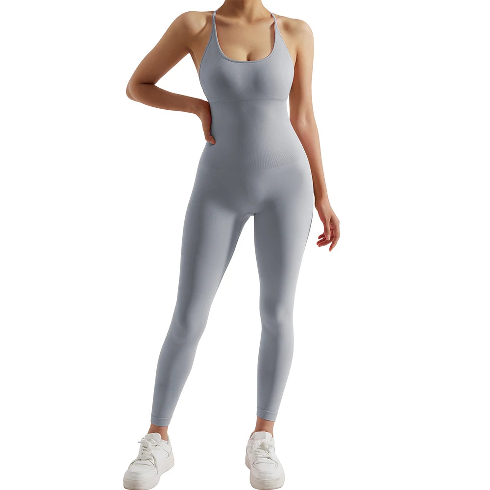 Sleeveless Bodycon Jumpsuit – Women’s Full-Season Fitness & Casual Sporty Playsuit