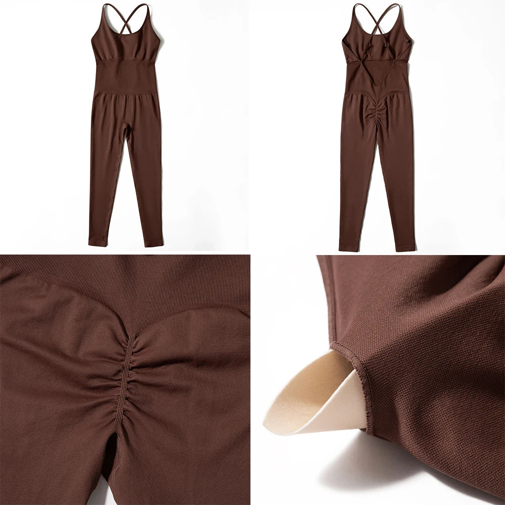 Sleeveless Bodycon Jumpsuit – Women’s Full-Season Fitness & Casual Sporty Playsuit