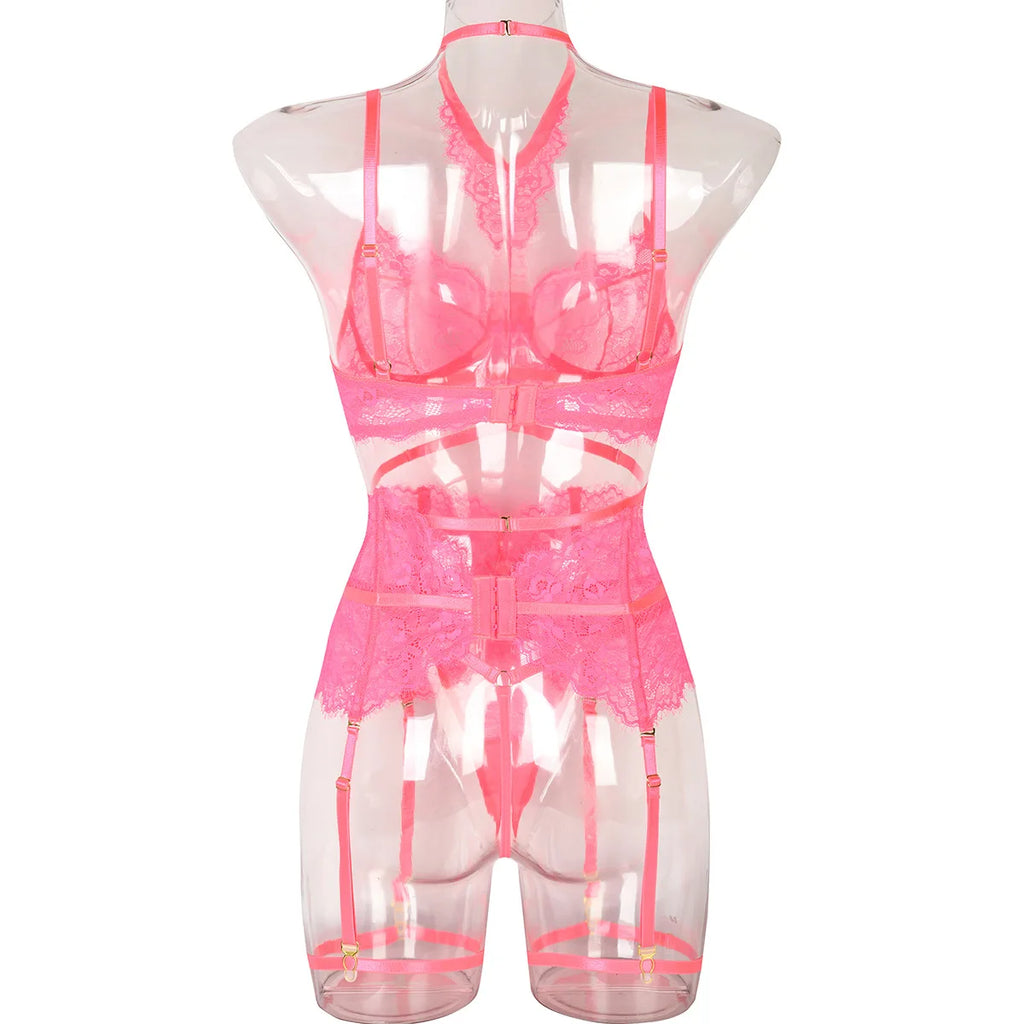 Patchwork Lace Lingerie Set – 3 Piece