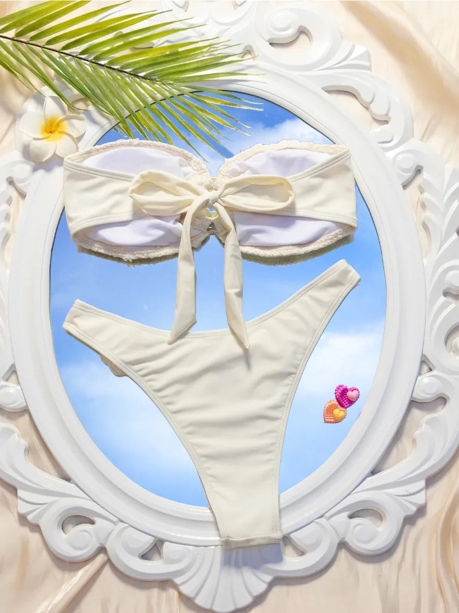 Rosaria Blanc - Strapless 3D Floral Bikini