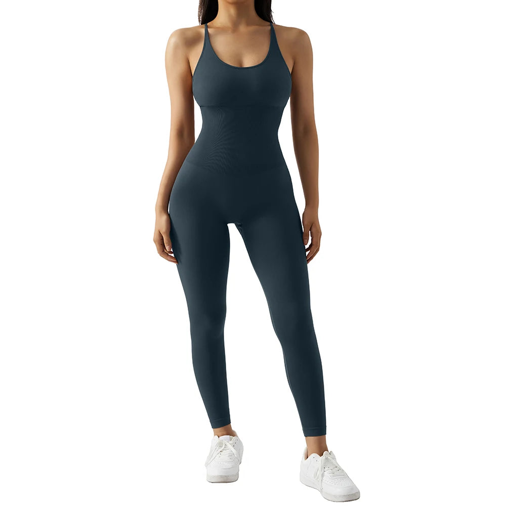 Sleeveless Bodycon Jumpsuit – Women’s Full-Season Fitness & Casual Sporty Playsuit