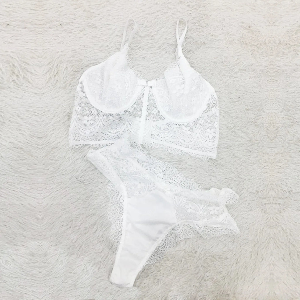 Underwire Lace Bra & Thong Lingerie Set