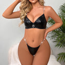 PU Leather Chain Three Point Lingerie Set