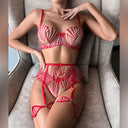 Transparent Lace Panel Bra & Thong Set