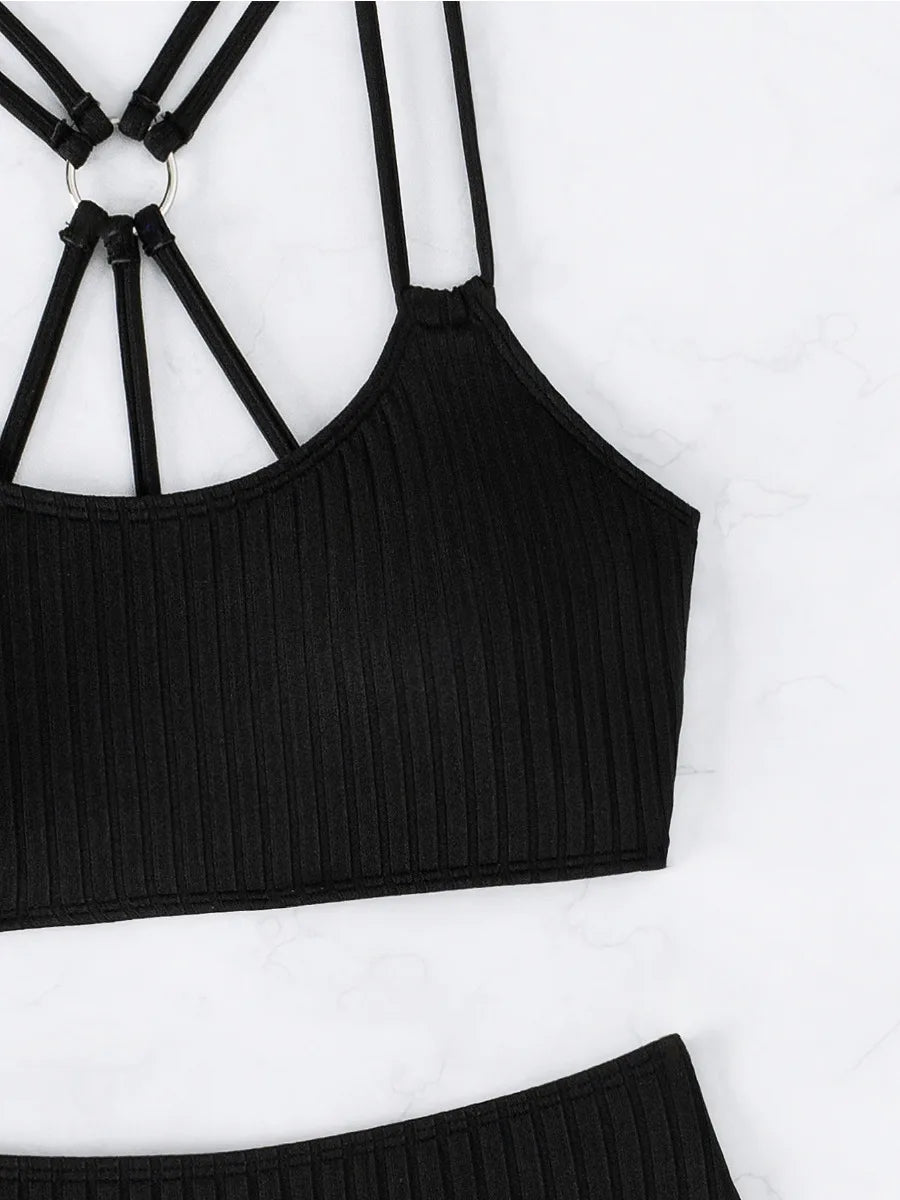 Celine Noir - U-Neck High-Waist Bikini