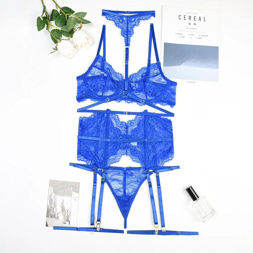 Patchwork Lace Lingerie Set – 3 Piece