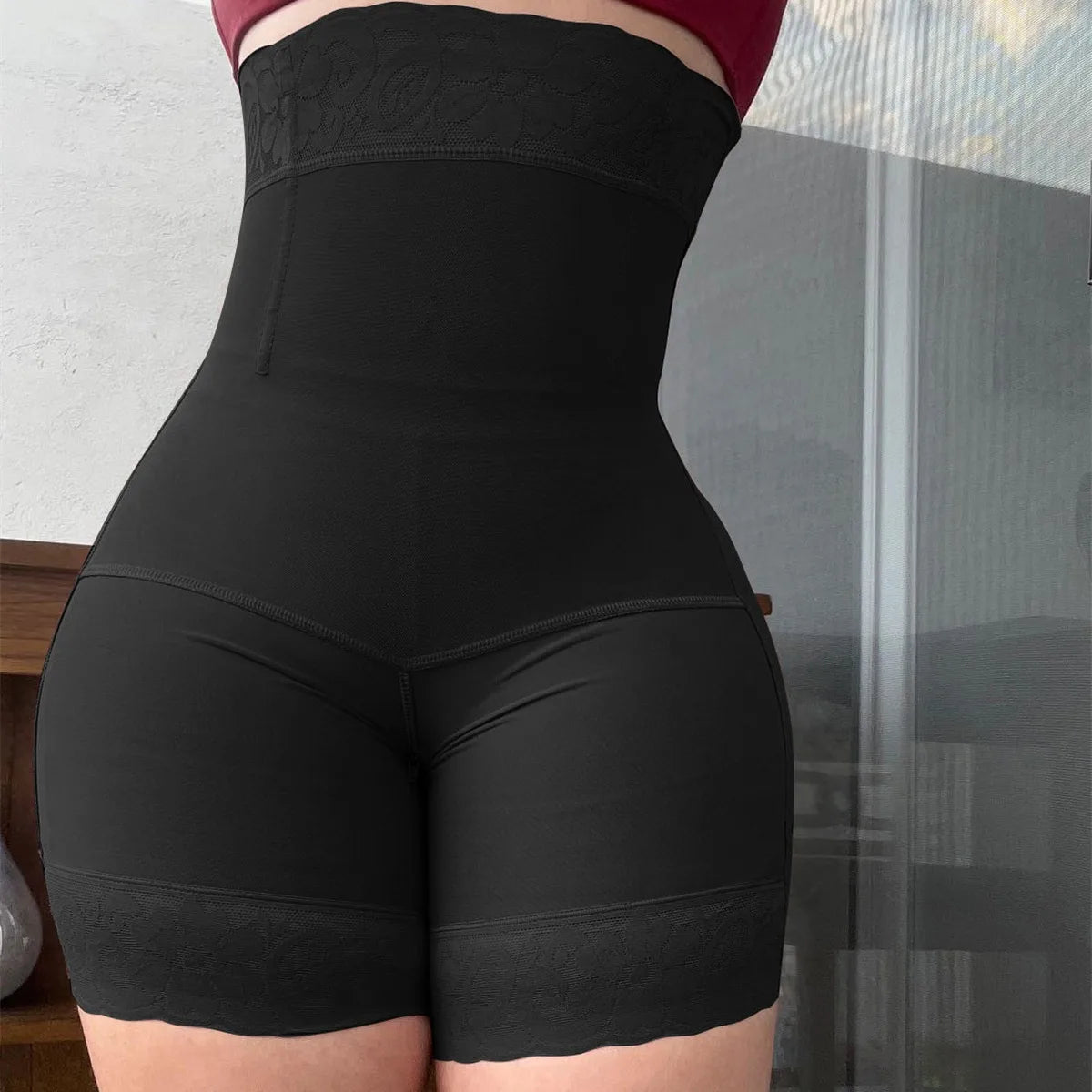 High Waist Lace Body Shaping Pants – Zipper Waist Cincher & Hip Lifter Shapewear