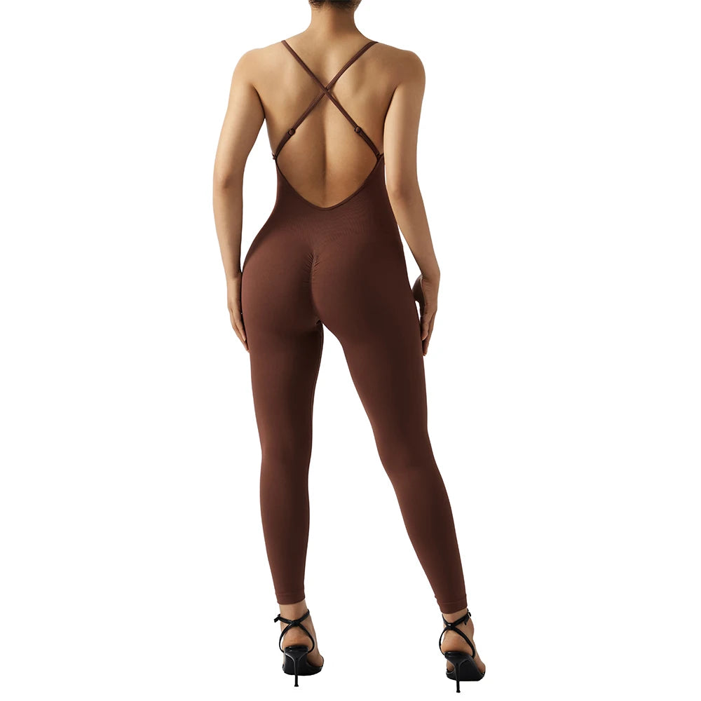 Sleeveless Bodycon Jumpsuit – Women’s Full-Season Fitness & Casual Sporty Playsuit