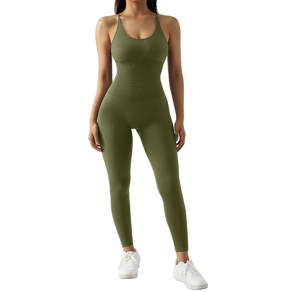 Sleeveless Bodycon Jumpsuit – Women’s Full-Season Fitness & Casual Sporty Playsuit