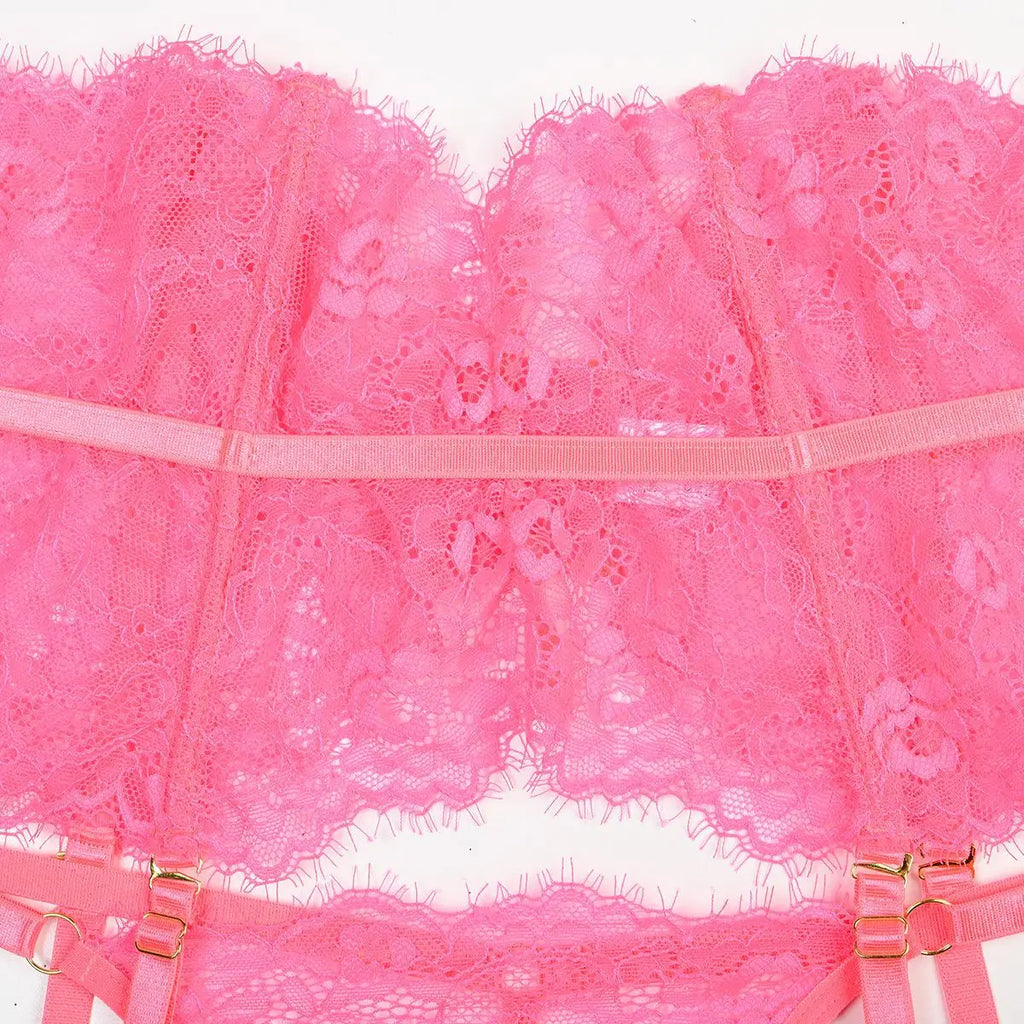 Patchwork Lace Lingerie Set – 3 Piece