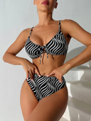 Elysia Stripe - Lace-Up V-Neck Bikini