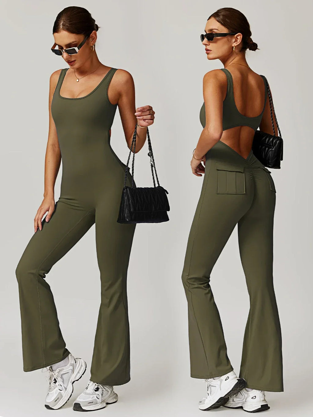 Utility Flare Jumpsuit - Backless
