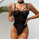 Hollow-Out Lace Bodysuit – Deep V Underwire