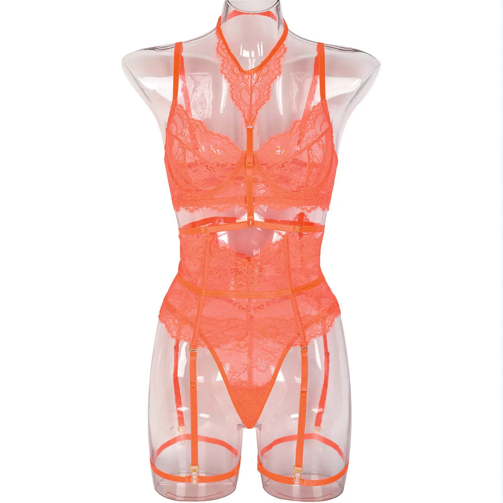 Patchwork Lace Lingerie Set – 3 Piece