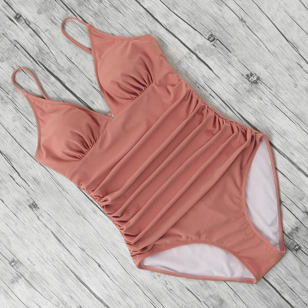 Women’s Halter Push-Up One-Piece Swimsuit – Plus Size Tankini